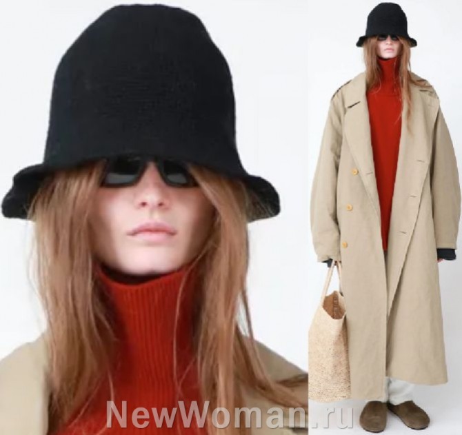 черная женская шляпа-колпак с острой высокой тульей и узкими полями