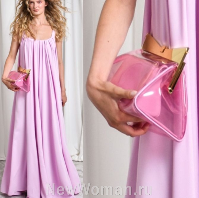 тренды летних женских сумок 2024, сумка из розового прозрачного пластика