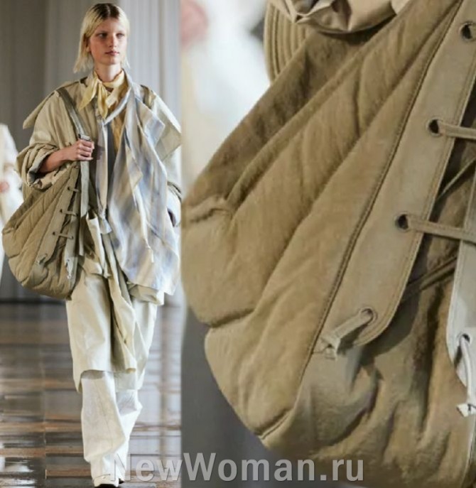 тканевые женские сумки весна 2024, большая женская сумка-мешок  кросс-боди стеганая и со шнуровкой