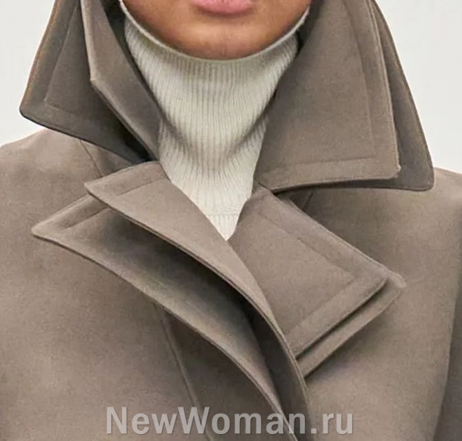 пальто с двухслойным воротником и двойными лацканами, женское пальто 2025 бренда Alaïa, FALL 2024 READY-TO-WEAR, Париж