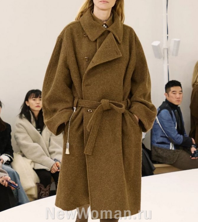 женское кашемировое пальто миди с широкими рукавами и двойной застежкой-утеплителем