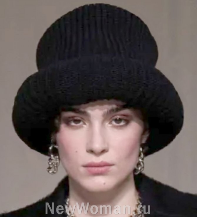 зимняя женская вязаная шляпа резинкой